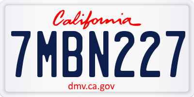 CA license plate 7MBN227