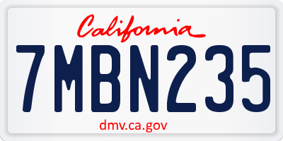CA license plate 7MBN235