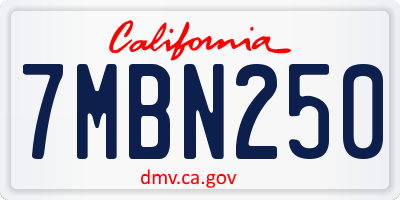CA license plate 7MBN250