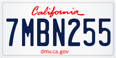 CA license plate 7MBN255