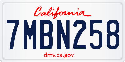 CA license plate 7MBN258