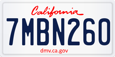 CA license plate 7MBN260