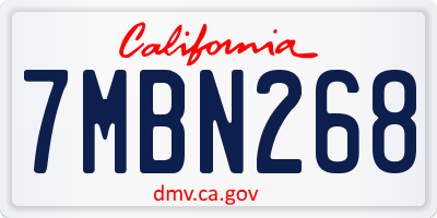 CA license plate 7MBN268