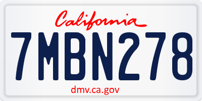 CA license plate 7MBN278