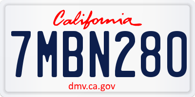 CA license plate 7MBN280