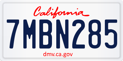 CA license plate 7MBN285
