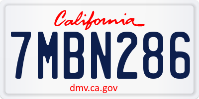 CA license plate 7MBN286