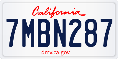 CA license plate 7MBN287