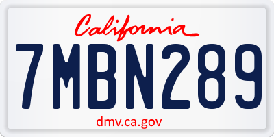 CA license plate 7MBN289