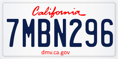 CA license plate 7MBN296