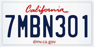 CA license plate 7MBN301