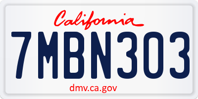 CA license plate 7MBN303