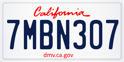 CA license plate 7MBN307