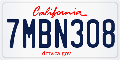 CA license plate 7MBN308