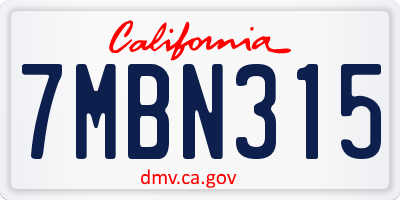 CA license plate 7MBN315