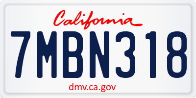 CA license plate 7MBN318