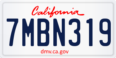 CA license plate 7MBN319