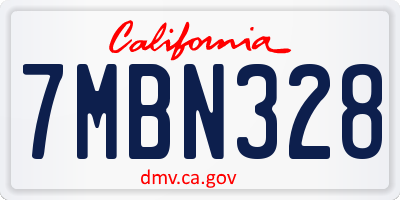 CA license plate 7MBN328