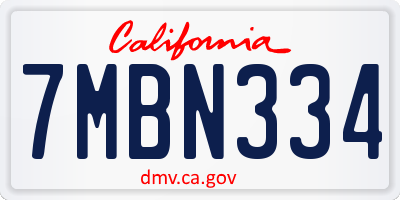 CA license plate 7MBN334