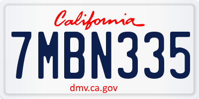 CA license plate 7MBN335