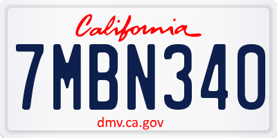 CA license plate 7MBN340