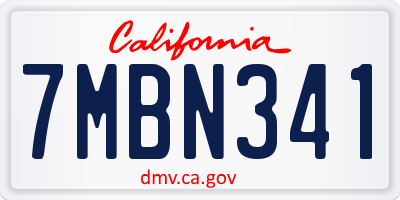 CA license plate 7MBN341
