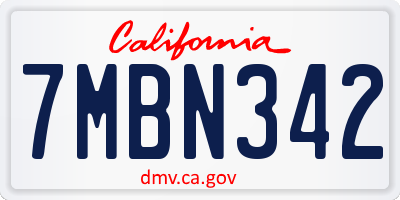 CA license plate 7MBN342
