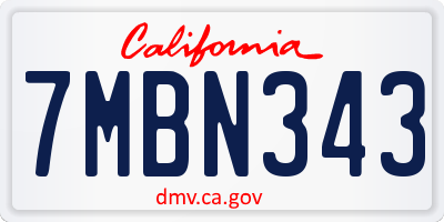 CA license plate 7MBN343