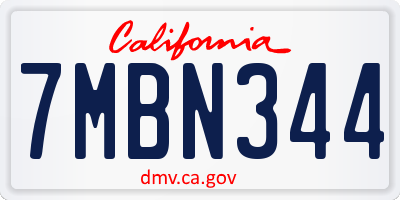 CA license plate 7MBN344