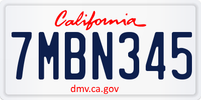 CA license plate 7MBN345