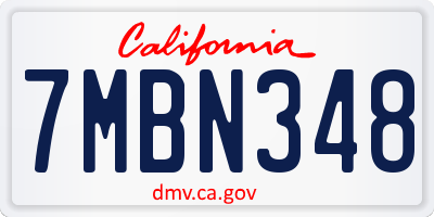 CA license plate 7MBN348