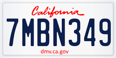 CA license plate 7MBN349
