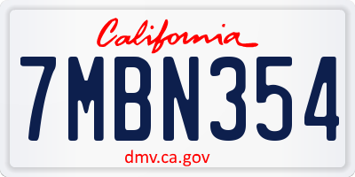 CA license plate 7MBN354