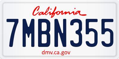 CA license plate 7MBN355