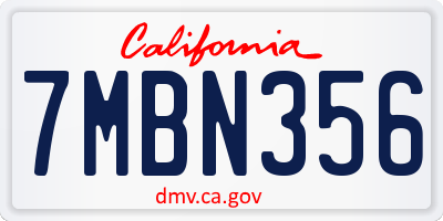 CA license plate 7MBN356