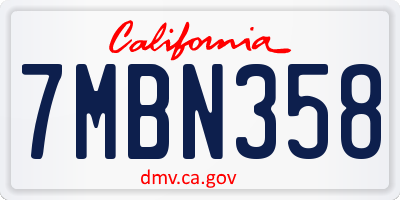 CA license plate 7MBN358