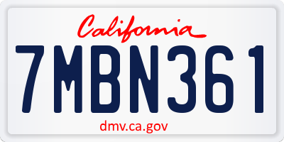 CA license plate 7MBN361