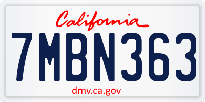 CA license plate 7MBN363