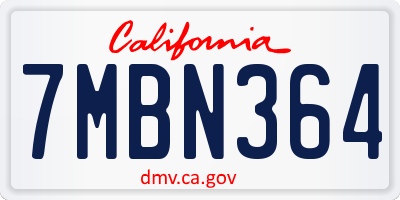CA license plate 7MBN364