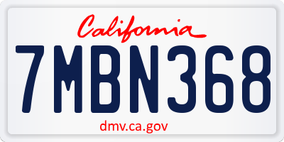CA license plate 7MBN368