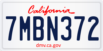 CA license plate 7MBN372