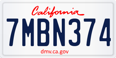 CA license plate 7MBN374