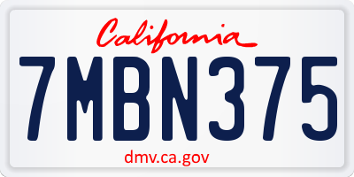CA license plate 7MBN375