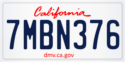 CA license plate 7MBN376