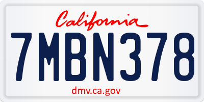 CA license plate 7MBN378