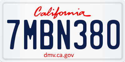 CA license plate 7MBN380