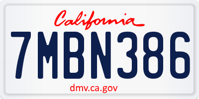 CA license plate 7MBN386