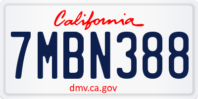 CA license plate 7MBN388
