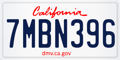 CA license plate 7MBN396