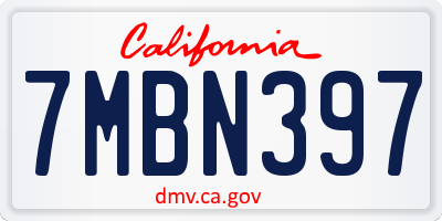 CA license plate 7MBN397
